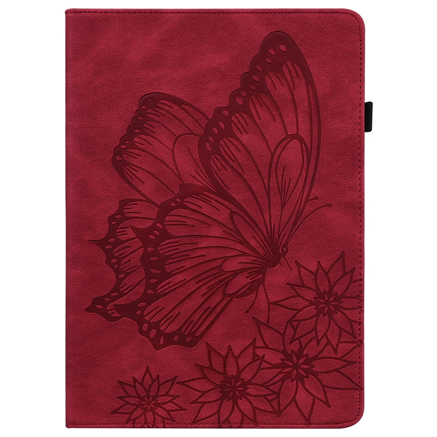 Allytechgroup iPad Pro 13 Case Cover, Stylish Big Butterfly Design PU Leather Smart Cover Auto Sleep Wake Pencil Holder Flip Stand Shockproof Bumper Case for Apple iPad Pro 13" 2024 M4, Red