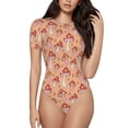 thumbnail image 2 of Uemuo Mushroom Pattern Women's One Piece Short Sleeve Swimsuit Rash Guard Surfing Modest Quick-drying Swimsuit Beach Essentials-Large, 2 of 9