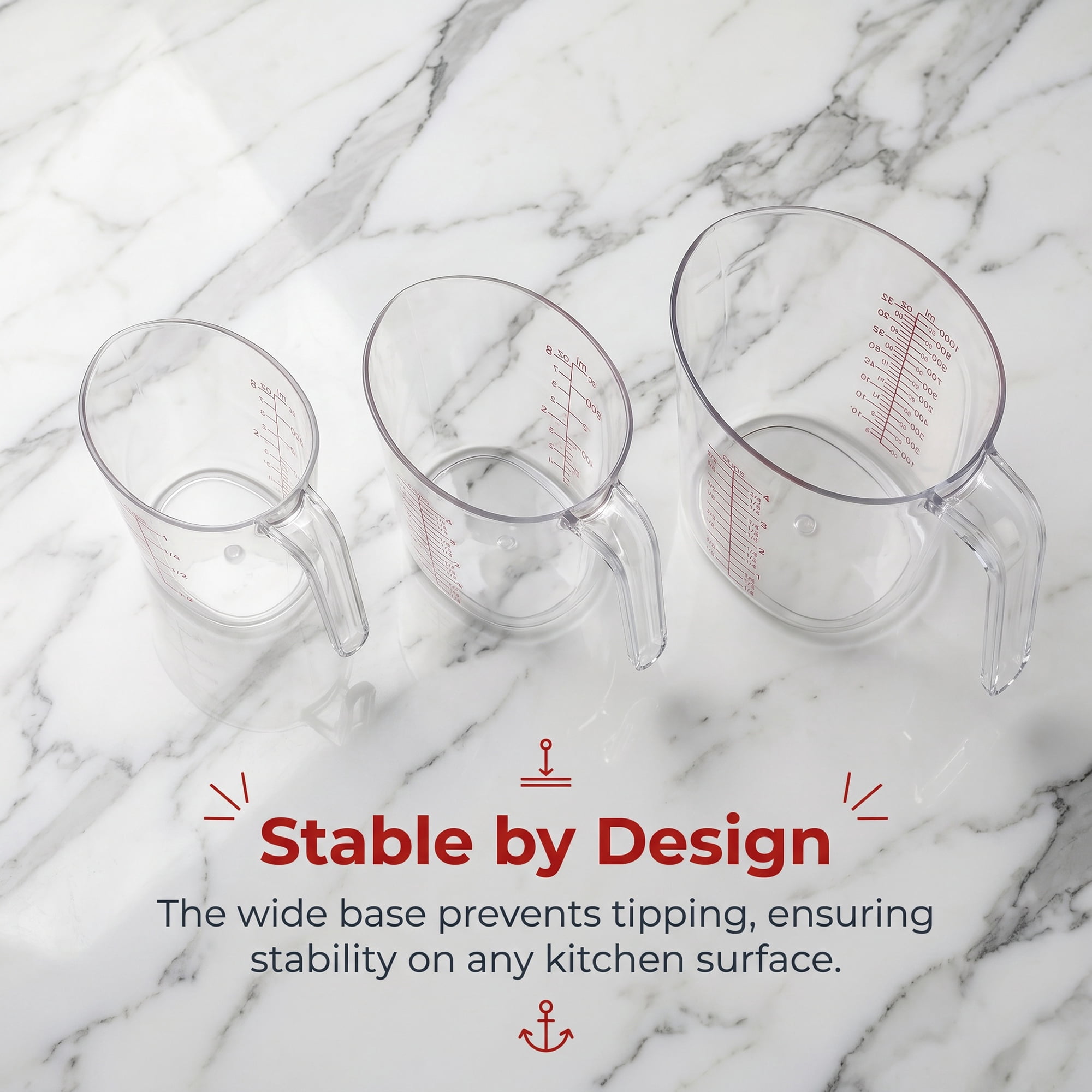 Unique Bargains PS Material Measuring Cup for Measuring and Pouring Clear 3Pcs