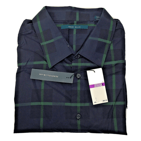 Perry Ellis BigandTall Geometric Long Sleeve Cotton Shirt, Succulent, Size XLT