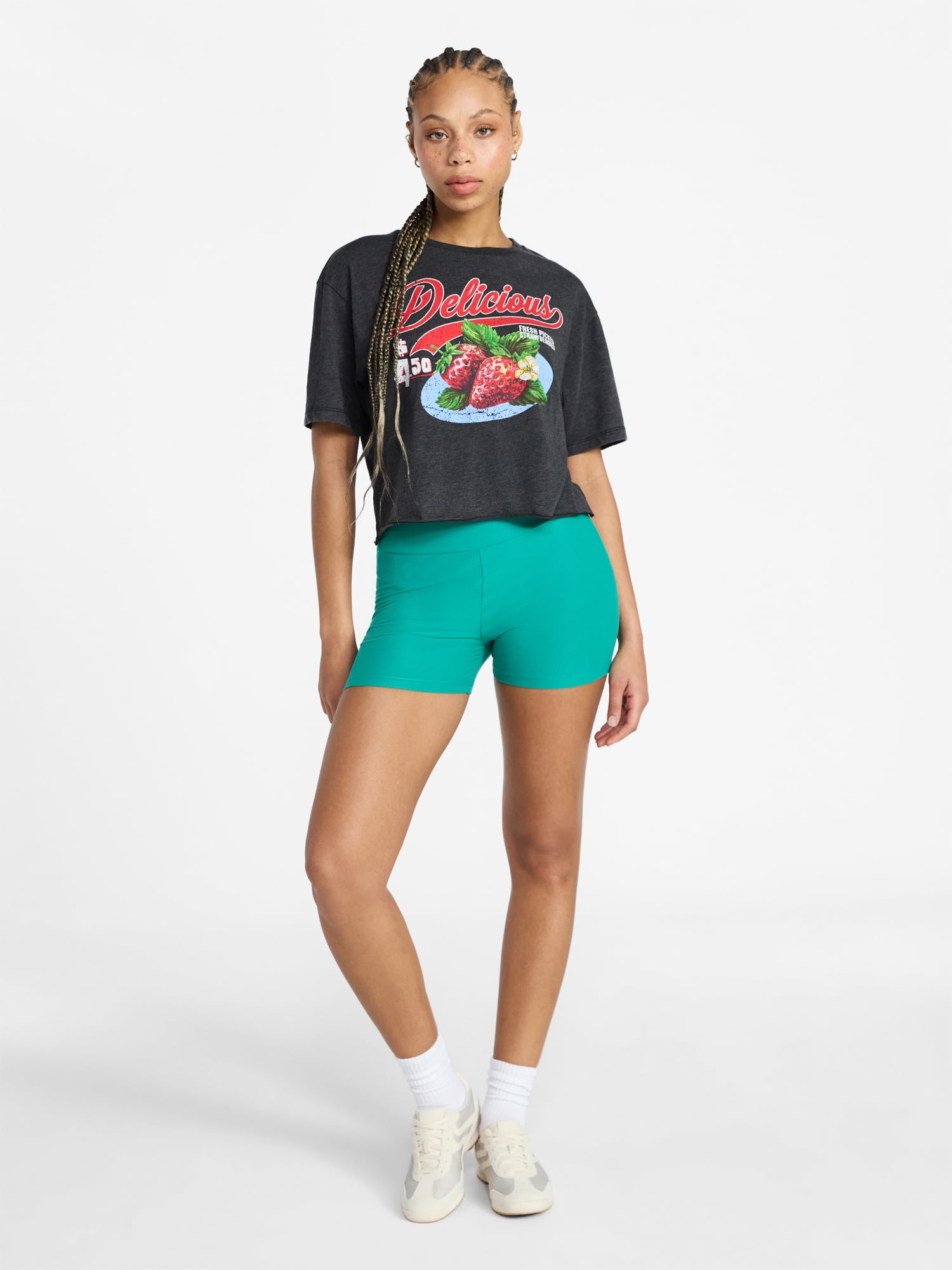 No Boundaries Boxy Cropped Graphic Tee, Women's XXS-XXL