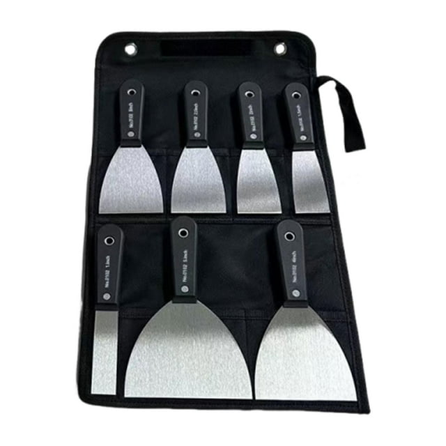 7 Piezas Juego de Espátulas de Acero Inoxidable Paletas para Alisar Cuchillos de Relleno Y Raspadores de Pintura con Bolsa Adecuado para Renovación Y