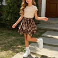 thumbnail image 4 of Amidoa Girls Summer Outfit Sets 2 Piece T-Shirt Short Sleeve Skirt Set Kids Clothing Sets Khaki Size 8, 4 of 8