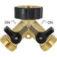 thumbnail image 3 of Divisor de manguera de latón de 2 vías, conectores de manguera de latón de 3/4", conector Y adaptador de manguera de jardín, 1 paquete, 3 of 5