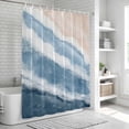 thumbnail image 5 of Shower Curtain Navy Blue Waves Bathroom Curtains with Hooks, Waterproof Fabric Gradient Summer Sandy Beach Bath Shower Curtains Set for Bathroom Bathtubs Decor 36x72 Inch, 5 of 9