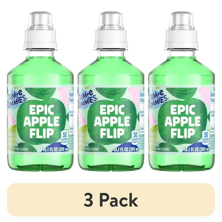 (3 pack) Tum-E Yummies Epic Apple Flip Flavored Water Drink Bottle, 10.1 fl oz