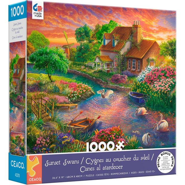 Puzzle Ceaco Sunset Swans 1000 piezas 68x48 cm