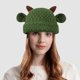 thumbnail image 3 of Winter Knitted Beanie Hat with Satin Lining, Faux Fur Pompom, Soft Solid Color Hat with Brim for Women, 3 of 3