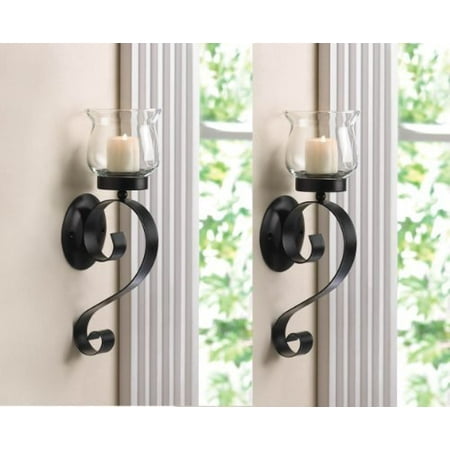 2 Black Iron Artis Sconce Wall Mount Hurricane Garden Candle - Candle Holder Wall Sconce Black 2 Black Iron Artis Sconce Wall Mount Hurricane Garden Candle - Candle Holder Wall Sconce Black