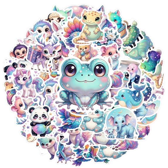 35pcs-70pcs Cute Animal Stickers Fantasy Stationery Stickers Ocean Funny Kids Stickers for Notebooks Luggage Phone