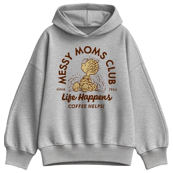 Peanuts - Messy Moms Club - Women's Oversized Fleece Hoodie Sweatshirt