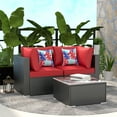 thumbnail image 2 of Ainfox 3 Pieces Outdoor Patio Furniture Sofa Set, Patio Conversation Set（Red）, 2 of 12