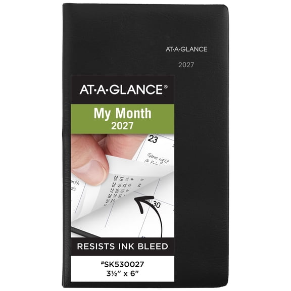 AT-A-GLANCE DayMinder 2027 Monthly Planner Black Pocket 3 12 x 6 - Monthly