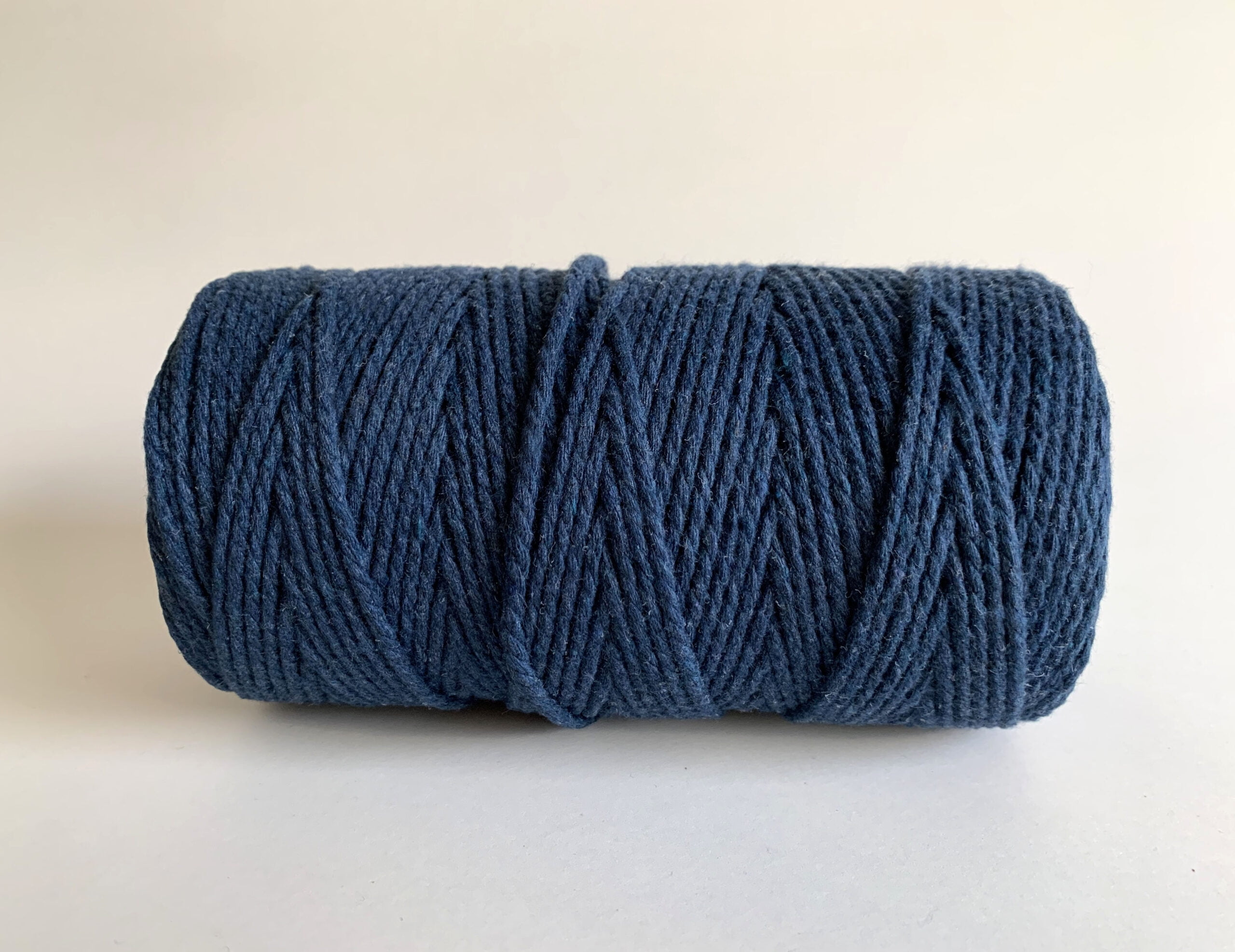 3mm 3 Strand Recycled Cotton Macrame Cord - Blue