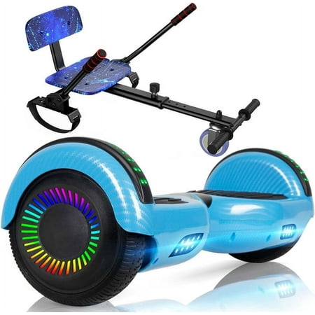 SISIGAD My First Hoverboard with Seat Attachment, 6.5" Listed Two Wheel Self Balancing Electric Scooter with Bluetooth & LED Lights, Suit for Adults Kids
