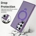 thumbnail image 2 of for Samsung Galaxy S24 Ultra Case, TPU + PC, Ultra Slim Semi-Transparent Cover with Built-In Magnetic Kickstand, Compatible with Wireless Charging & Magnetic Car Mount for S24 Ultra, Darkpurple, 2 of 6