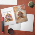thumbnail image 3 of Happy Thanksgiving Chinese Shar-Pei Turkey Costume Pumpkins Autumn Leaves 5x7in Folded Greeting Card Dog Lover Single Note Card with Envelope - 13014, 3 of 5