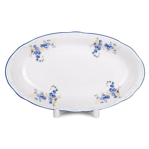 THUN Oval Serving Plate 8.27" (21 cm) Forget-Me-Nots Porcelain Oval Dish for Fish Porcelain Dinner Platter for Appetizers Porcelain Dish