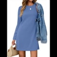 thumbnail image 1 of Vestidos Casuales de Larga para Mujer, Estilo Camiseta , Conjuntos de Otoño Azul XL, 1 of 10