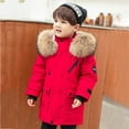 thumbnail image 7 of Girls' Hooded Long Puffer Coat Zip Up Thickened Mid Length Pocket Jacket Kids Casual Warm Overcoats, Red 15-16 Years, 7 of 7