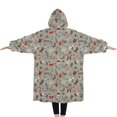 thumbnail image 2 of Oversized Wearable Blanket Hoodie,Gray Christmas Icon Pattern Sherpa Blanket Hoodie with Super Pockets,Super Warm Fuzzy Pullover for Women & Men, 2 of 6