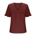 thumbnail image 3 of IROINNID Women's Plus Size V-Neck Button Blouse Short Sleeve Pullover Tops,Summer Casual T-Shirt,Fashion Loose Fits Tunic Tops(Wine,), 3 of 6