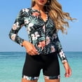 thumbnail image 3 of WRKEKC Tankini Swimsuit Women Hawaiian Print Modest Zip Front Sun Protection 2 Piece Set with Removable Cups and Bottoms, 3 of 7