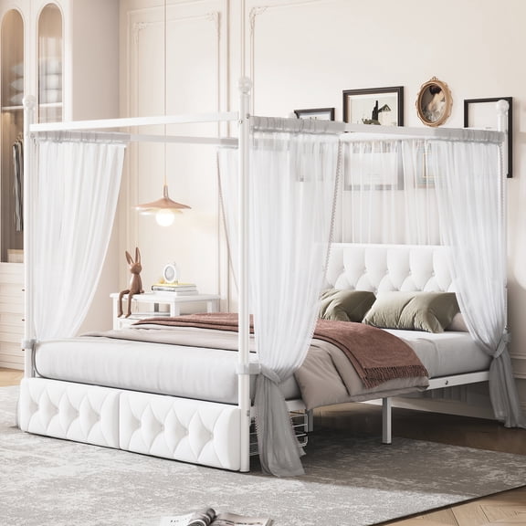Queen Size - Upholstered Headboard & Storage - Bedroom Retreat / Comfortable headboard and extra storage space