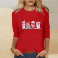 thumbnail image 2 of Penkiiy T-shirt de Mode pour Femmes de la Saint-Valentin Imprimé Manches 3/4 Blouse Col Rond Hauts Décontractés TG Rouge, 2 of 5