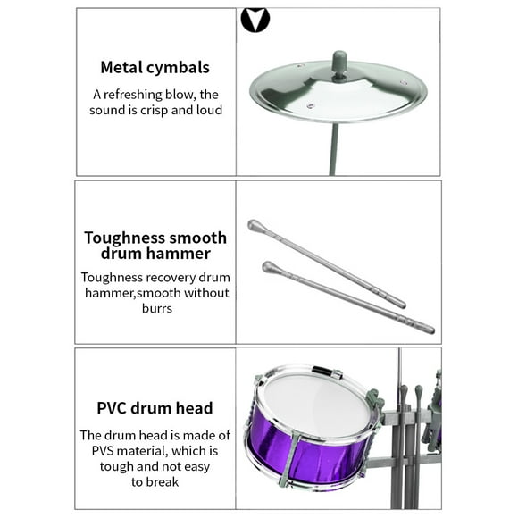 drum,Kit With Stool Musical Percussion Thickened Percussion Thickened Pvc Drums Musical Percussion Drum Set Jazz Stool 7 Drums Drum Kit With Jazz Drum Kit 7 Drums Musical With Stool 7 Huiop Buzhi