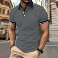 thumbnail image 1 of Adult Men's Polo Shirts Short Sleeve Button Tee Shirt Lightweight Gray Men Clothes, 1 of 3