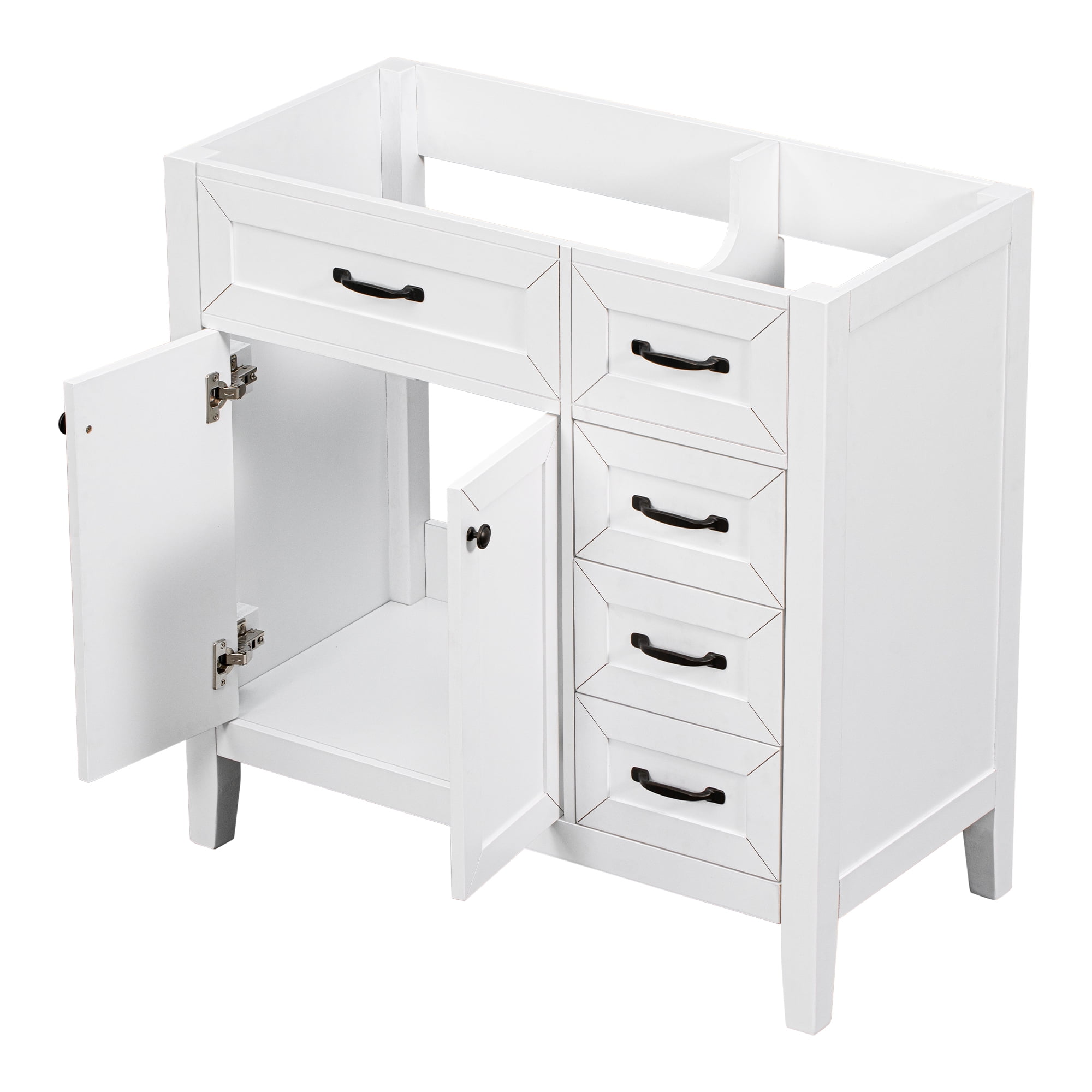 36" Bathroom Vanity without Sink, Cabinet Base Only, Bathroom Cabinet with Drawers, White(Sink not included)