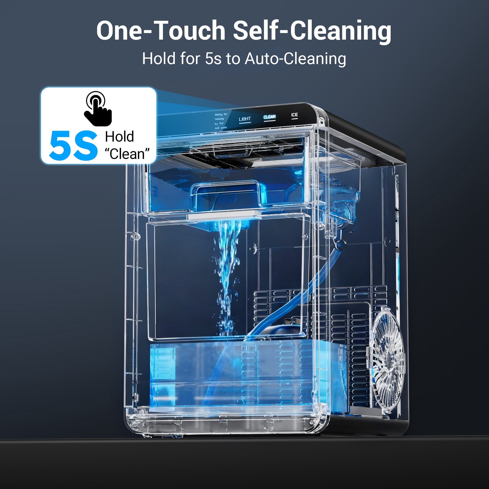 Snowyermine Nugget Ice Maker Countertop, 44lbs per Day Chewable Pebble Nugget Ice Machine with Touch Screen for Home, Kitchen, Office, Stainless Steel, Silver