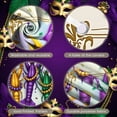 thumbnail image 4 of Colorful Mask Mardi Gras Banner Feather Adorned Carnival Display Purple Green Yellow Gold Accent Festive Backdrop for Carnival Party Mardi Gras Celebration Indoor Event, 4 of 9