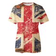 thumbnail image 4 of TSADFHJI Hauts pour Femmes Manches Longues Mode Automne Blouses pour Femmes Col Rond Manches Courtes T-Shirts de Vacances d'Été Imprimé Floral Blouses Grande Taille TG Rouge Melon D\'eau, 4 of 5