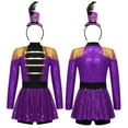 thumbnail image 6 of SiiRoh Girls Circus Ringmaster Jumpsuit Sequins Tassels Tutu Skirt Leotard with Hats for Stage Party Purple 8, 6 of 7
