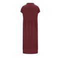 thumbnail image 6 of LLYwey s Women Fall Dresses Fashion Summer Button Casual Solid V-Neck Short Sleeve Dress New Sweater Dresses Wine S, 6 of 9