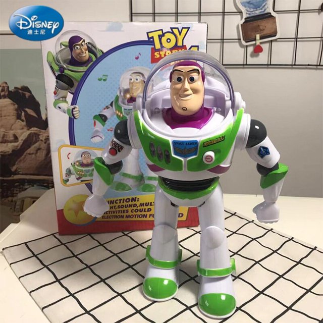 Disney Buzz Lightyear con luz con música animación que rodea el Robot móvil juguete humanoide 3 estilos dar a los niños regalo de Halloweenno box Gong Bohan LED