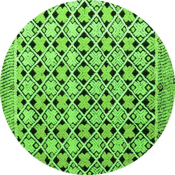Ahgly Company Indoor Round Abstract Green Modern Area Rugs, 5' Round