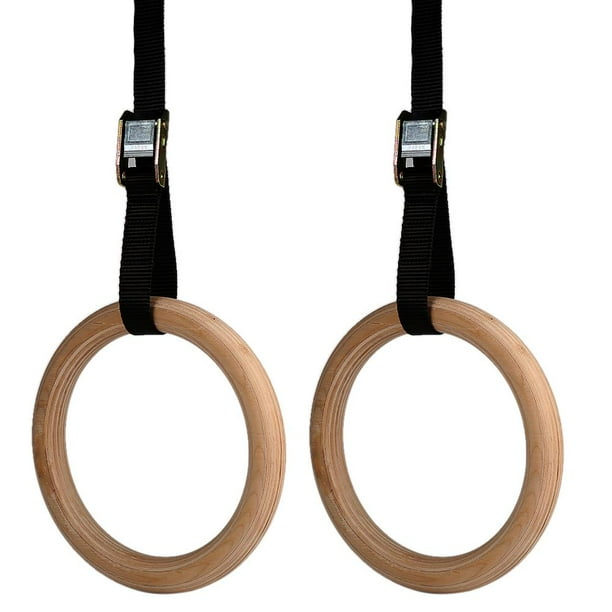 HERCHR Wooden Gymnastic Rings, Gymnastic Ring Strength Training Gym