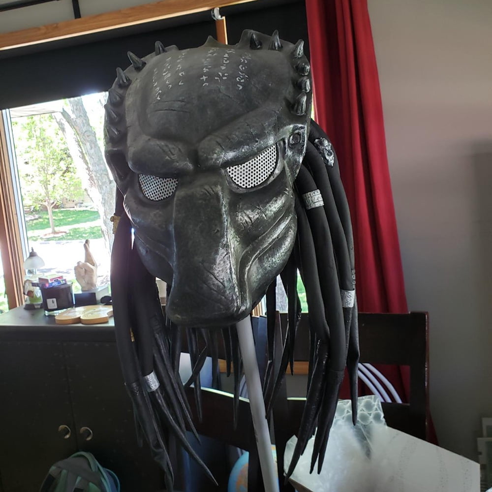 Máscara De Depredador Alienígena De Látex – Casco De Terror Con Pelo Y Dientes, Disfraz De Halloween Para Adultos Y Niños