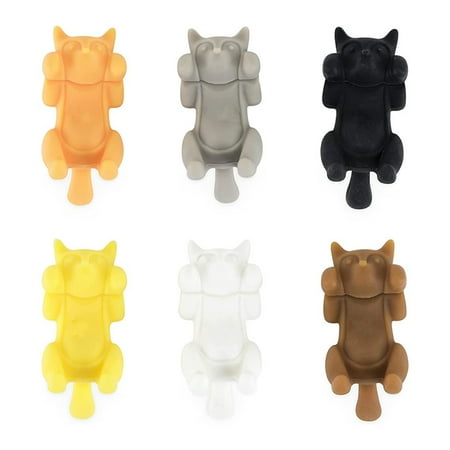 

6Pcs/Set Creative Silicone Lying Cat Shaped Wine Glass Markers Cup Distinguisher Recognizer Drink Charms for Home Party Kitchen Bar Labeling Tool