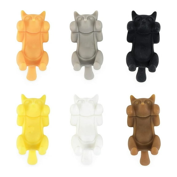 6Pcs Silicone Lying for Cat Shape Wine Glass Markers Cup Distinguisher Drink Cha