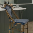 thumbnail image 6 of Flash Furniture Bordeaux Set of 2 Stackable Indoor/Outdoor Bistro 26" High Counter Height Stools, Commercial Grade, Navy/White and Bamboo Finish, 6 of 13