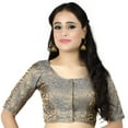 thumbnail image 1 of Chandrakala Women's Non Padded Readymade Chanderi Indian Ethnic Saree Blouse Crop Top Choli-Small, Gray (B181GRA2), 1 of 3