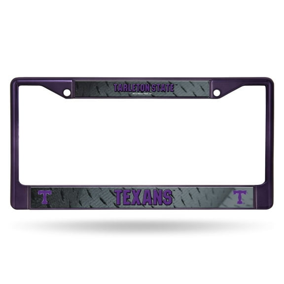Tarleton State Texans Purple Painted Chrome Metal License Plate Frame