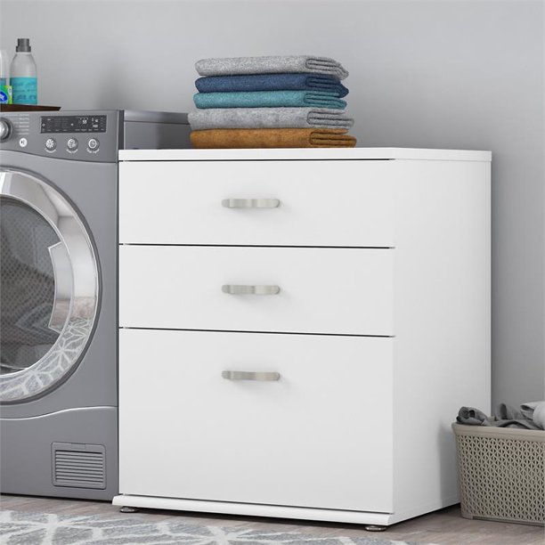 Universal Laundry Room with Drawers in White Engineered Wood