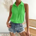 thumbnail image 2 of YDFCWXW Women's Casual Sleeveless Collar Button Down Summer Shirt Blouse Top Green, XL, 2 of 9