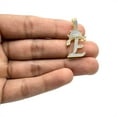 thumbnail image 2 of Real 10k Solid Yellow Gold Genuine Tested Diamond Crown 3D Initial Pendant Letter Alphabet Charm Necklace, Free Sterling Silver Chain, Unisex, 2 of 4