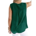 thumbnail image 4 of QAFOPEH Women V Neck Sleeveless Ruffled Stitching Button Dot Crochet Top, 4 of 5